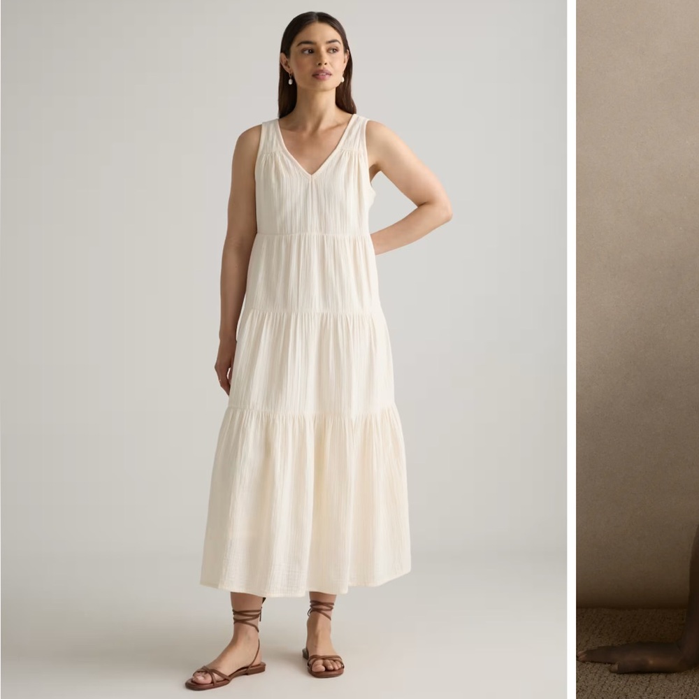 100% Organic Cotton Gauze Tiered Maxi Dress